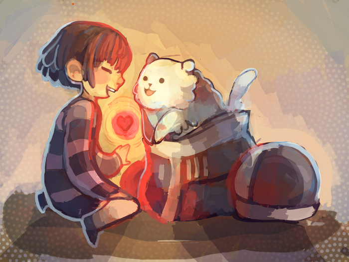 Frisk and Annoying Dog from Undertale