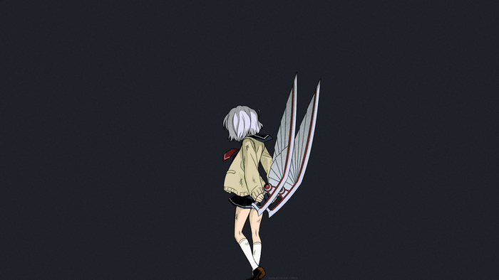 Amamiya Kyouka with wings and sword