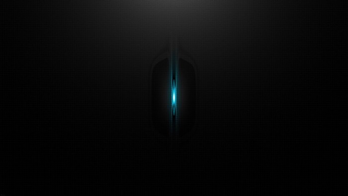 Black computer mouse with blue light