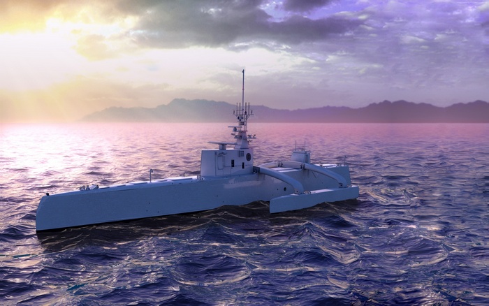 Sea Hunter ACTUV Unmanned Vessel on the Ocean