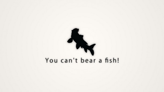 Bear and fish illustration with text