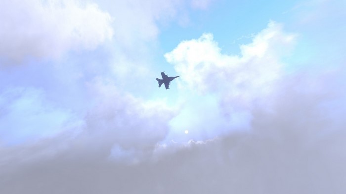 Silhouette of a jet fighter in the sky
