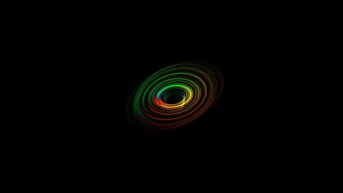 Colorful Spiral Light Trails on Black Background