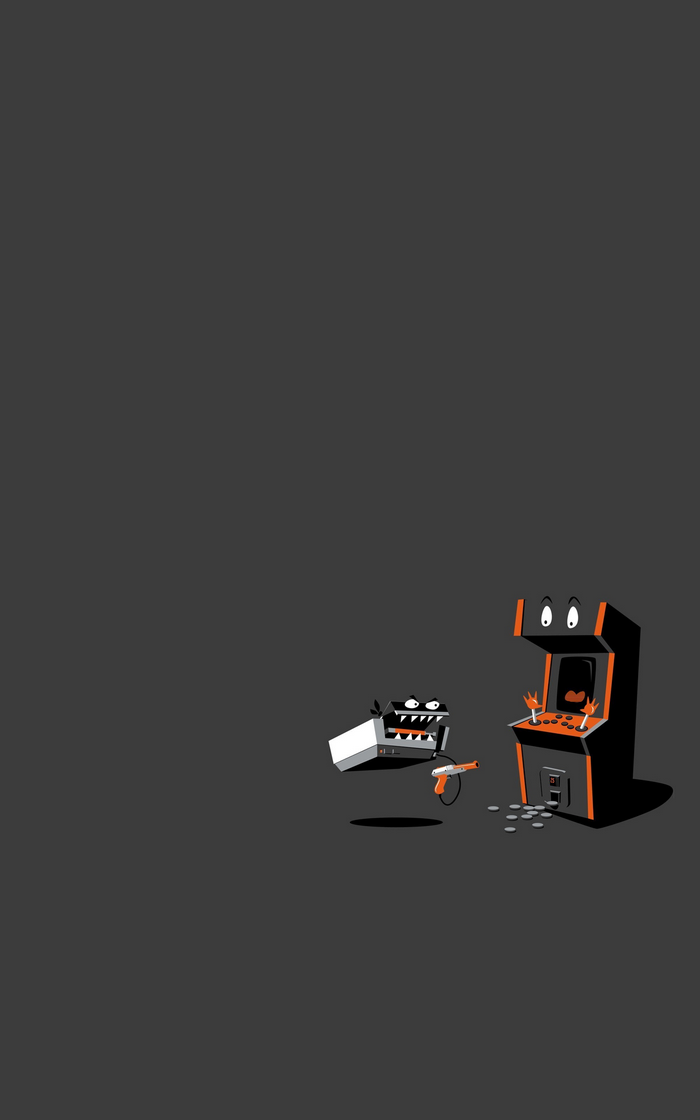 Cartoon NES and Arcade Cabinet with Gun