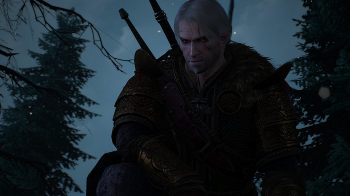 Geralt of Rivia from The Witcher 3 Wild Hunt in darkness