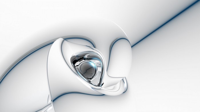 Abstract chrome and white shapes