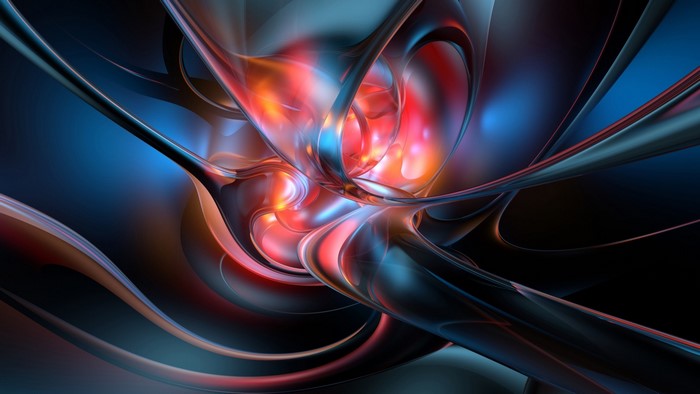 Abstract red and blue swirling shapes