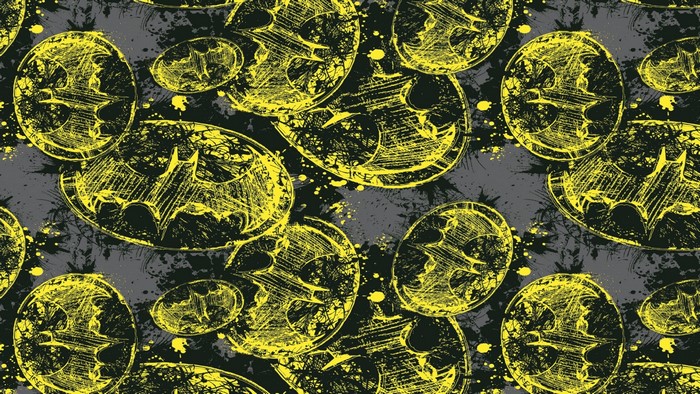 Batman logo pattern with yellow sketch