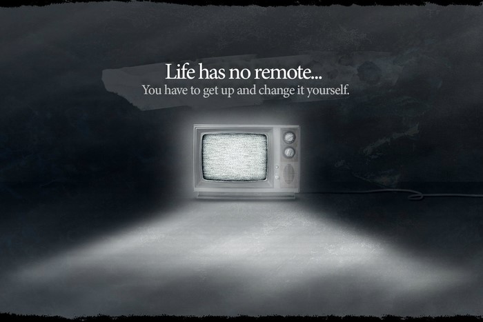 Life has no remote quote with vintage TV