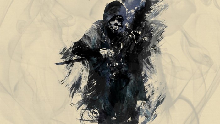 Corvo Attano from Dishonored holding a knife