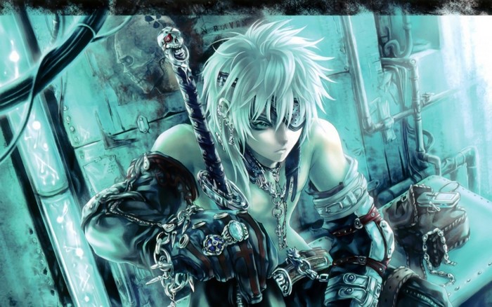 Anime warrior with sword and chains