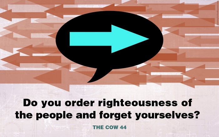 Do you order righteousness of the people and forget yourselves? The Cow 44
