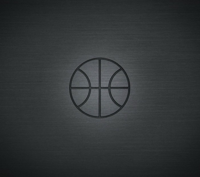 Minimalist basketball logo on dark brushed metal