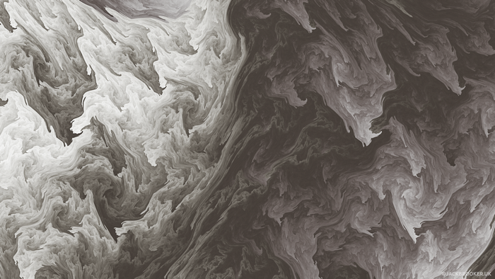 Monochrome abstract fractal texture resembling rock or ice formations