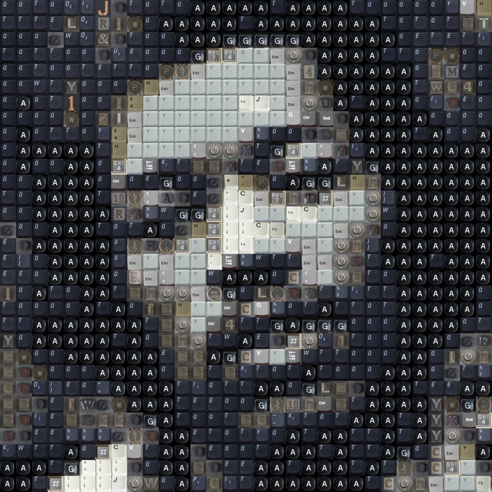 Jimi Hendrix mosaic portrait made of keyboards
