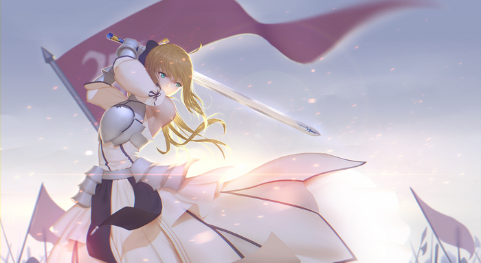 Saber Lily from Fate/stay night holding a sword