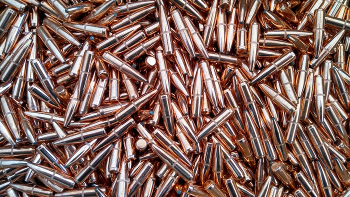 Pile of copper-jacketed bullets