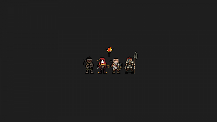 Pixel art characters from Darkest Dungeon