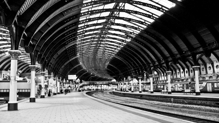 York Train Station, England, Monochrome