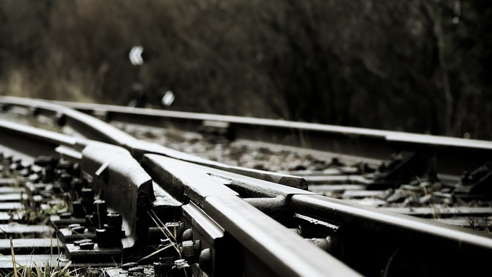 Railway switch tracks in monochrome