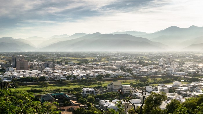 Cityscape with Mountains in Taitung, Taiwan