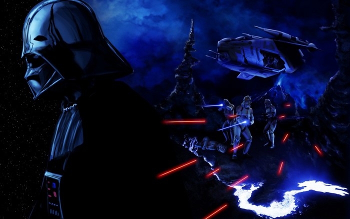 Darth Vader and Clone Troopers in Star Wars Battle