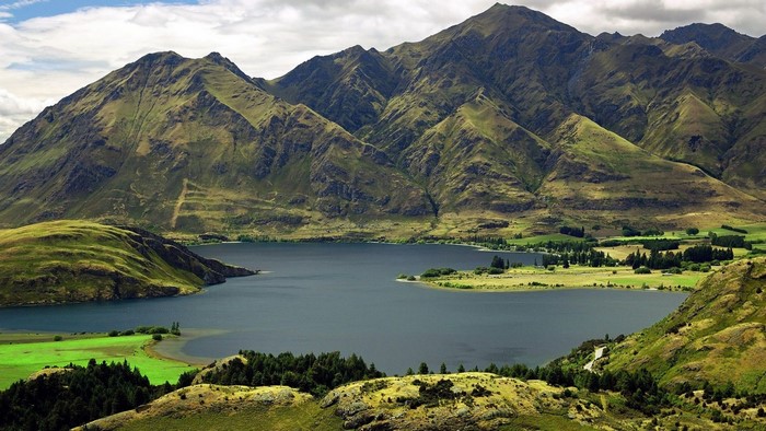 Lake and mountains landscape