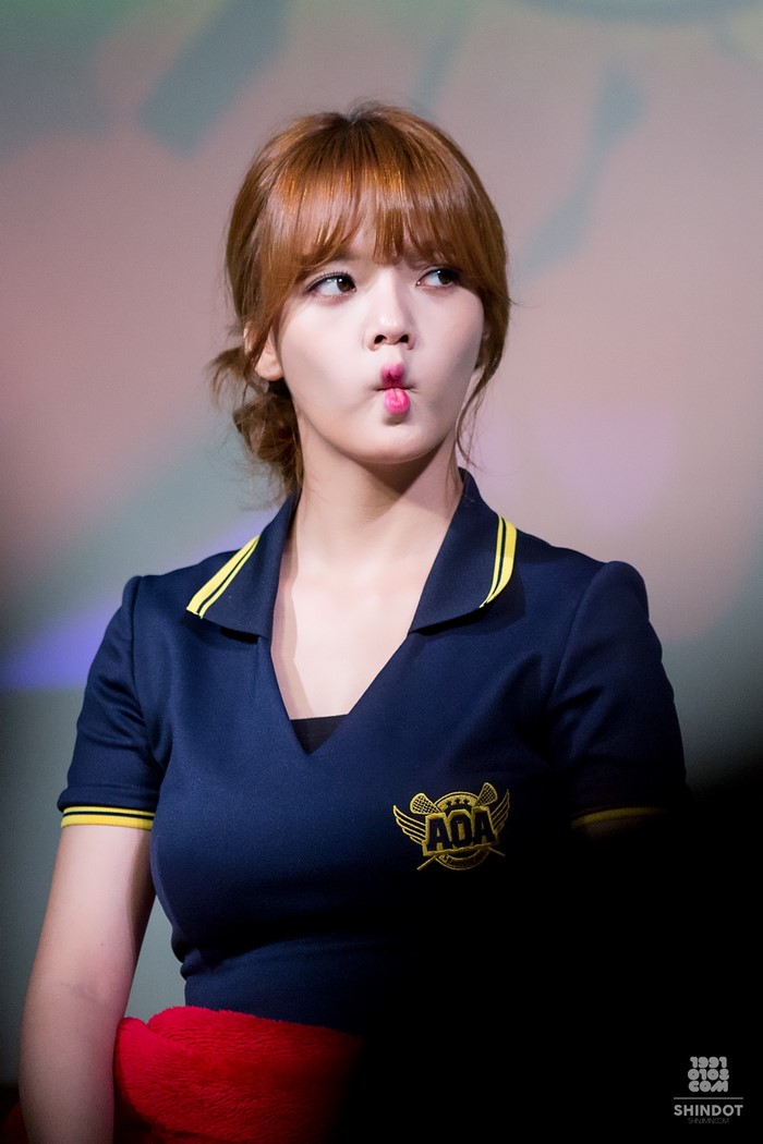 Jimin from AOA making a funny face