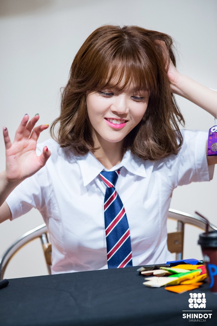 Jimin from AOA wearing a school uniform