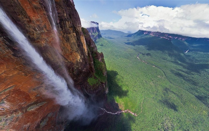 Angel Falls waterfall cascading down a cliff in Venezuela