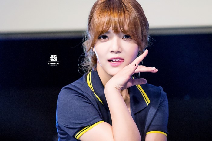 Jimin from AOA posing with tongue out