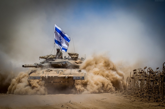 Israel Army, flag, Merkava Mark IV, tank, Israel Defense Forces, desert