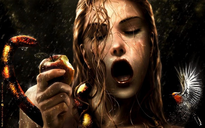 Eve and the Serpent with an Apple