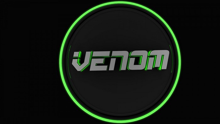 Venom logo with green neon circle