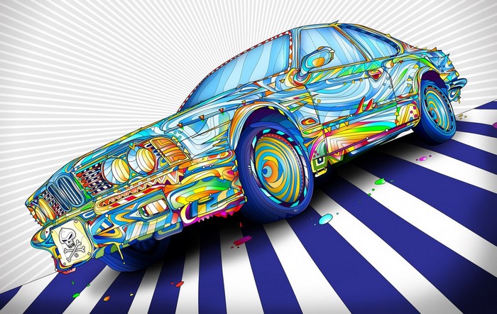 Psychedelic BMW car artwork
