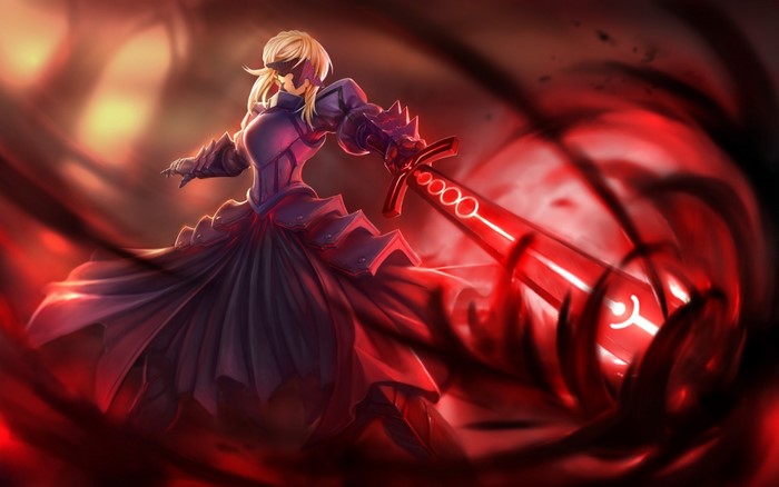 Saber Alter from Fate Series with red sword