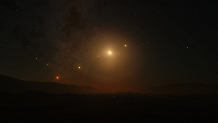 Planetary system with multiple planets and a star