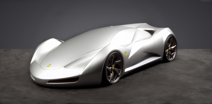 Silver Ferrari Etereo concept car