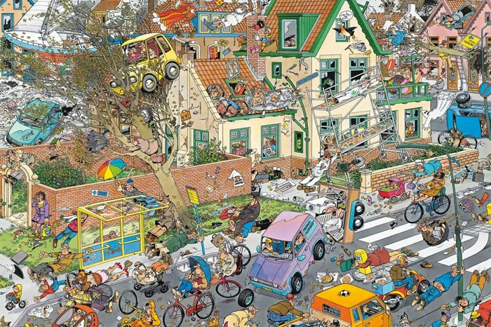 Chaos in a Dutch town during a storm