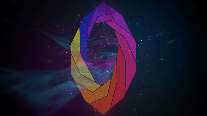 Abstract geometric shape in colorful galaxy