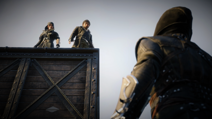 Jacob and Evie Frye from Assassin's Creed Syndicate on a train car