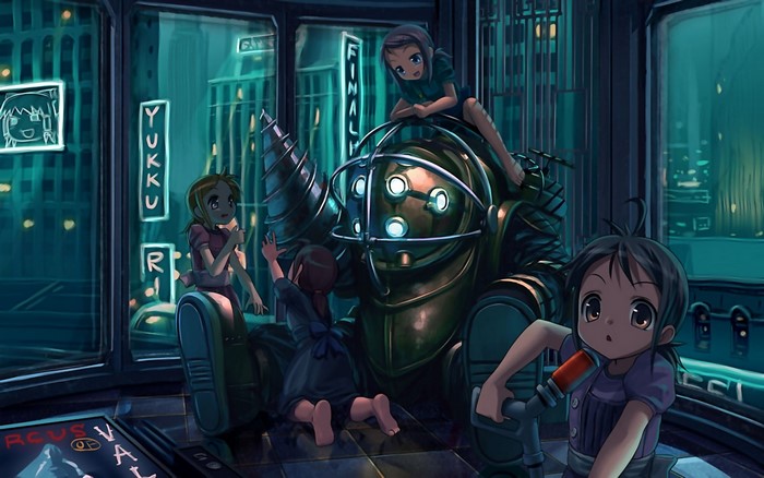 Little Sisters and Big Daddy from BioShock