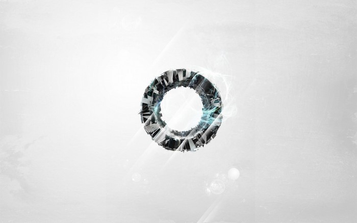 Abstract digital art of a metallic ring with blue energy