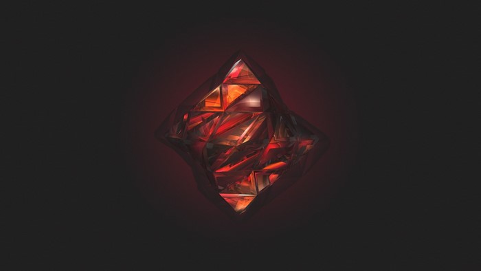 Abstract red crystal shape with light and darkness