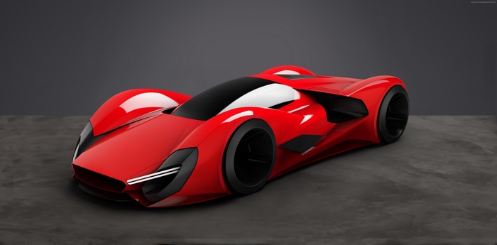 Red Ferrari 2040 Parabolica supercar concept