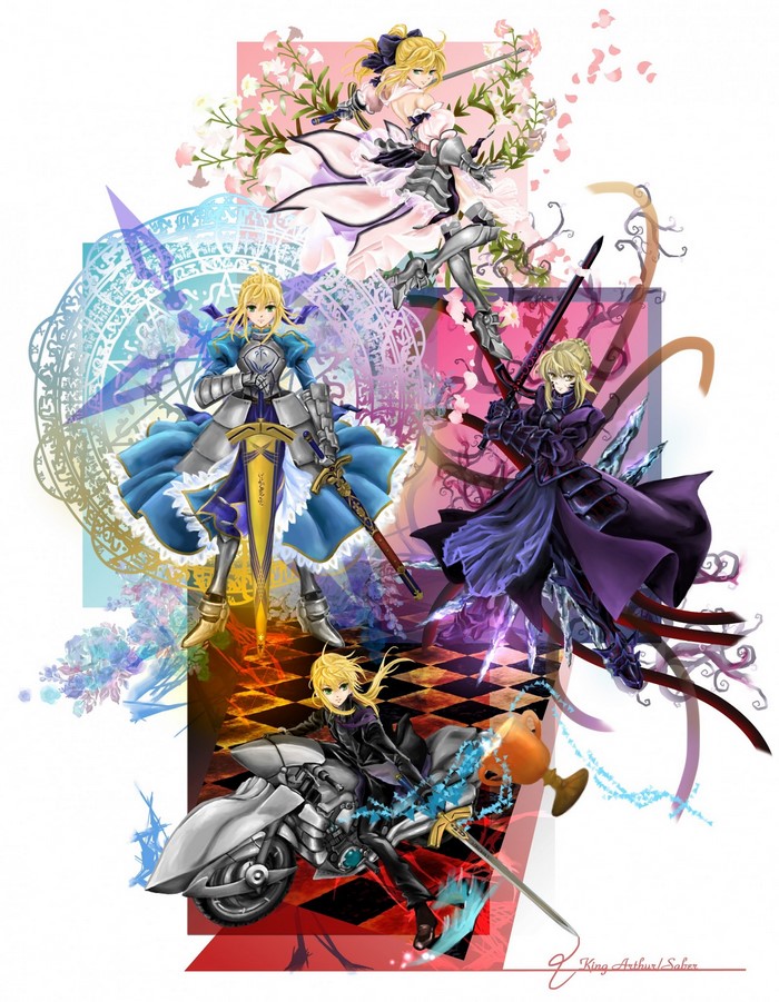 Saber Lily, Saber Alter, and Saber from Fate Series