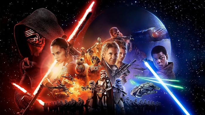 Star Wars The Force Awakens Poster with Rey, Kylo Ren, Han Solo