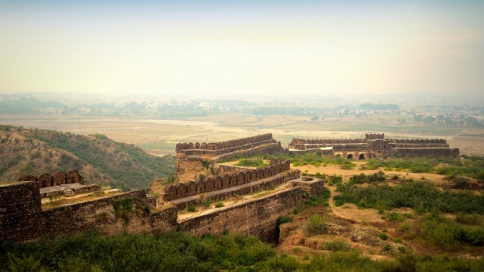 Ancient Fortification Ruins on a Hillside in Pakistan