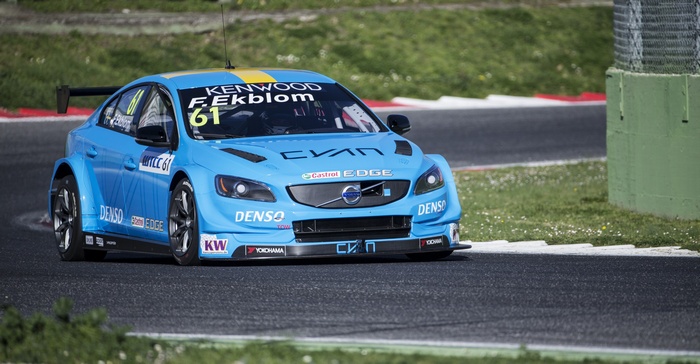 Volvo S60 WTCC race car with driver F. Ekblom