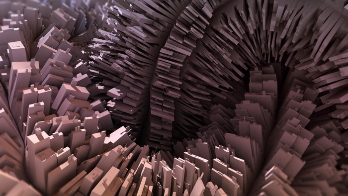 Abstract fractal city with spiral pattern